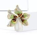 Alloy Enamel Cat Eye Plant Brooch With Rhinestones For Cardigans view 3