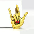 Gold Tone Alloy Hand Gesture Brooch For Unisex Lapel Decoration view 1