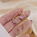 Star Moon Stud Earrings With Micro Paved Full Zircon Fairy College Style Earrings For Women view 1