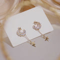 Star Moon Stud Earrings With Micro Paved Full Zircon Fairy College Style Earrings For Women view 4