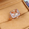Imitation Natural Citrine Women Ring 8x10mm Main Stone Yellow Diamond Style Jewelry view 4