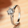 Classic Six Prong Zircon Engagement Ring With Eight Hearts Eight Arrows Cut, Wedding Proposal Jewelry view 1