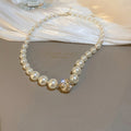 French Vintage Metal Pearl Round Ball Rhinestone Choker Necklace For Women Fashion OL Collarbone Jewelry view 2