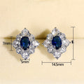 Vintage Royal Blue Zircon Flower Stud Earrings For Women Floral Fashion Jewelry view 5