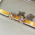 Korean Style Micro Paved Zircon Flower Stud Earrings, Sparkling Fresh Floral Earrings For Women view 4