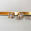 Korean Style Micro Paved Zircon Flower Stud Earrings, Sparkling Fresh Floral Earrings For Women view 5