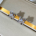Korean Style Micro Paved Zircon Flower Stud Earrings, Sparkling Fresh Floral Earrings For Women view 6