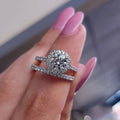 European American Zircon Diamond Inlaid Engagement Ring Two Piece Fashion OL Women's Ring Set view 1