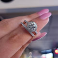 European American Zircon Diamond Inlaid Engagement Ring Two Piece Fashion OL Women's Ring Set view 3