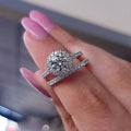 European American Zircon Diamond Inlaid Engagement Ring Two Piece Fashion OL Women's Ring Set view 2