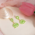 Fresh Green YES NO Speech Bubble Alloy Enamel Drop Studs For Girls Simple Geometric Statement Earrings view 2