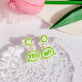 Fresh Green YES NO Speech Bubble Alloy Enamel Drop Studs For Girls Simple Geometric Statement Earrings view 1