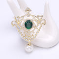 Alloy Zircon Medal Brooch Vintage Court Style Clothing Accessory view 3