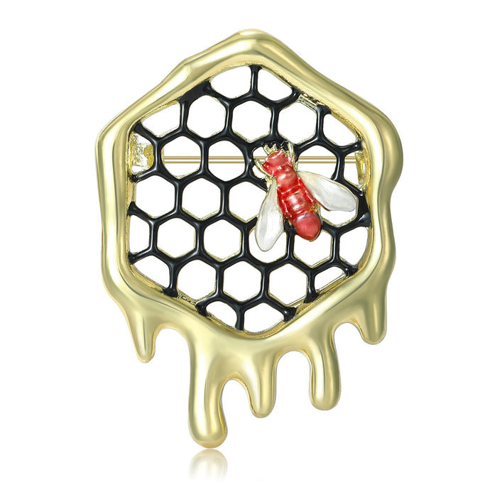 Alloy Bee Honeycomb Brooch Pin For Sweaters And Scarves