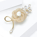 Alloy Pearl Hollow Flower Brooch With Rhinestones For Cardigan Decor view 3