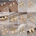 Elegant Gold Plated Alloy Zircon Cat Eye Flower Leaf Heart Waterdrop Tassel Threader Drop Earrings view 1