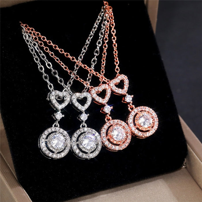Simple Fashion Geometric Heart Zircon Necklace Versatile Clavicle Chain Choker Jewelry