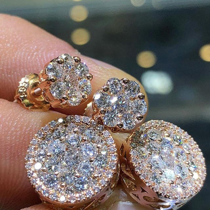 Women's Flower Zircon Stud Earrings Versatile Fashion Floral Ear Jewelry For