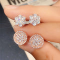 Women's Flower Zircon Stud Earrings Versatile Fashion Floral Ear Jewelry For view 3