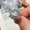 Fashion Ethnic Vintage Blooming Flower Zircon Ring Exquisite Floral Round Stone Ring For Women view 4