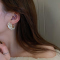 Gold Plated Alloy Flower Rhinestone Hoop Earrings With Silver Needle Posts Fresh Floral Style view 2