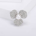 Alloy Rhinestone Three Petal Flower Brooch Pin For Clothing Accessories view 4