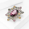 Alloy Crystal Oversized Luxury Brooch For Statement Apparel Decoration view 2