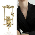 Vintage Alloy Swing Cat Brooch Pin For Coats And Suits view 2