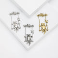 Vintage Alloy Swing Cat Brooch Pin For Coats And Suits view 1