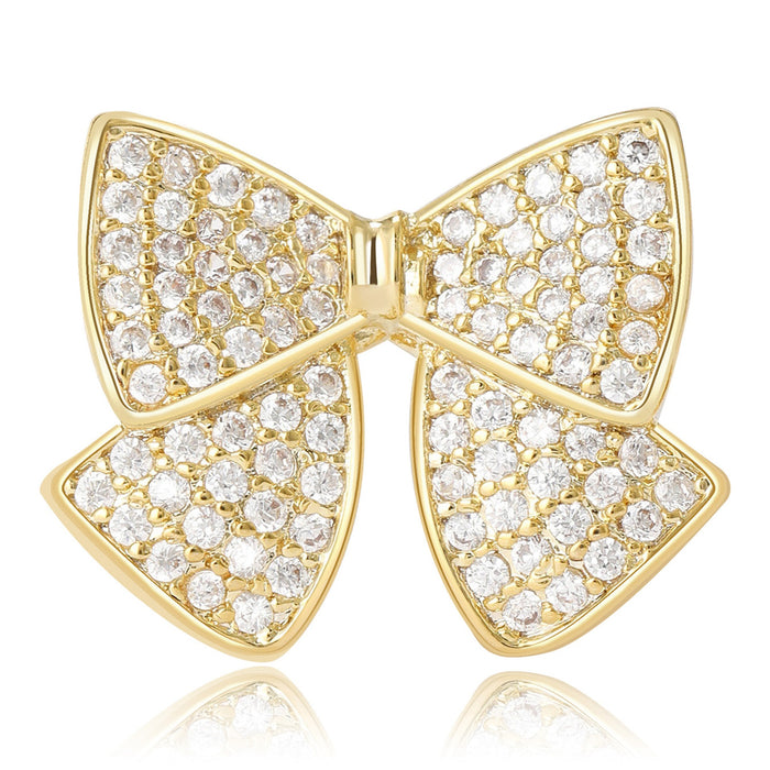 Copper Zircon Bow Brooch Pin For Clothing Decoration And Fastening