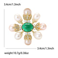 Copper Zircon Pearl Flower Brooch Luxury Lapel Pin For Women view 5
