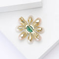 Copper Zircon Pearl Flower Brooch Luxury Lapel Pin For Women view 4