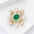 Copper Zircon Pearl Flower Brooch Luxury Lapel Pin For Women view 3