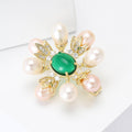 Copper Zircon Pearl Flower Brooch Luxury Lapel Pin For Women view 2