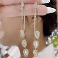 2022 Trendy Micro Pave Tulip Tassel Drop Earrings Fashion Long Dangle Earrings For Women view 1