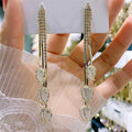 2022 Trendy Micro Pave Tulip Tassel Drop Earrings Fashion Long Dangle Earrings For Women view 3