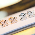 Minimalist X Shape Zircon Stud Earrings Korean Style Letter Earrings For Women view 4