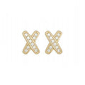 Minimalist X Shape Zircon Stud Earrings Korean Style Letter Earrings For Women view 7