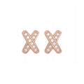 Minimalist X Shape Zircon Stud Earrings Korean Style Letter Earrings For Women view 8