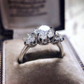 European Sparkling Three Zircon Ring For Women Fashion Celebrity Style Finger Jewelry view 2