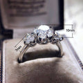 European Sparkling Three Zircon Ring For Women Fashion Celebrity Style Finger Jewelry view 4