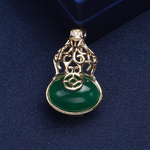 S925 Silver Hetian Jasper Gourd Drop Earrings For Women Brooch