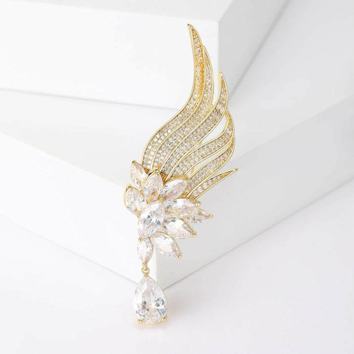 Alloy Zircon Angel Wing Brooch Pin For Fashion Garments