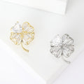 Alloy Zircon Four Leaf Clover Lapel Pin For Women's Clothing Brooch view 1