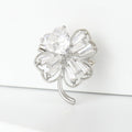 Alloy Zircon Four Leaf Clover Lapel Pin For Women's Clothing Brooch view 4