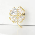 Alloy Zircon Four Leaf Clover Lapel Pin For Women's Clothing Brooch view 5
