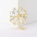 Alloy Zircon Four Leaf Clover Lapel Pin For Women's Clothing Brooch view 2