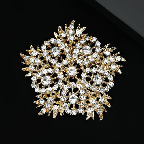 Alloy Rhinestone Flower Brooch Pin For Elegant Women's Apparel