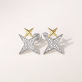Korean Sparkling Star Stud Earrings For Women, Delicate Small Two Tone Star Shape Zircon Jewelry view 3