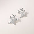 Korean Sparkling Star Stud Earrings For Women, Delicate Small Two Tone Star Shape Zircon Jewelry view 5